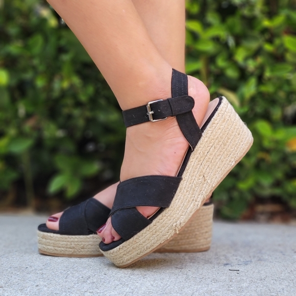 Shoes Women Ankle Strap Black Wedge Espadrille Poshmark